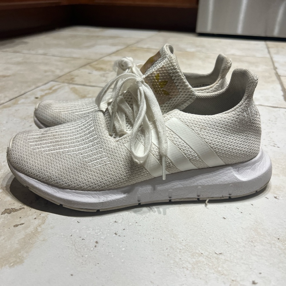 Adidas Cream Knit Running Shoes